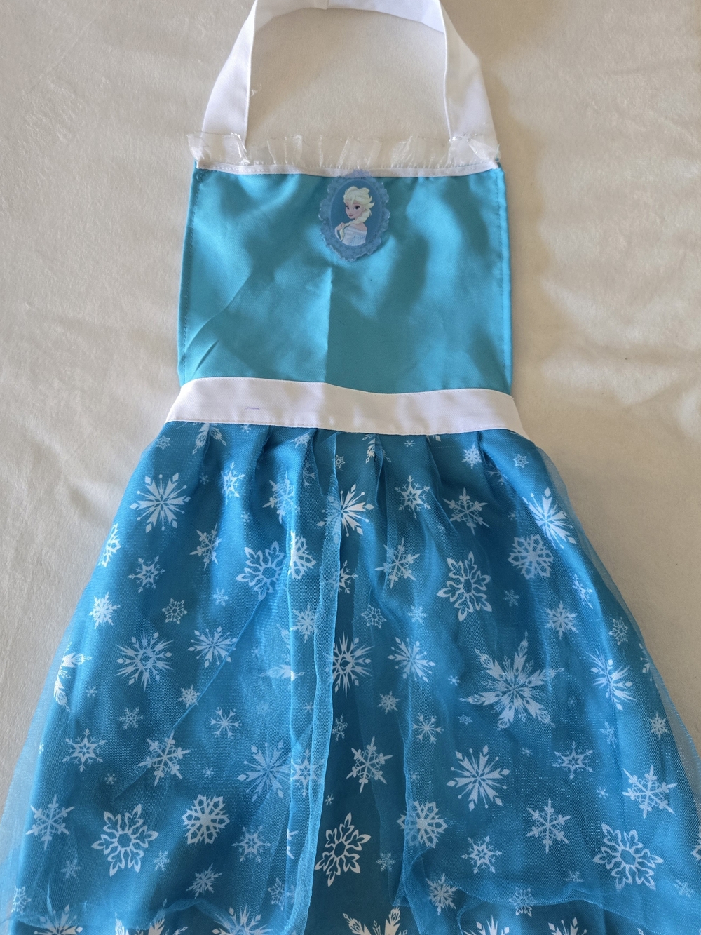 Disney Turquoise and White Elsa Snowflake Dress Up Apron